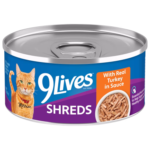 9Lives Shreds Wet Cat Food With Real Turkey in Sauce Single Can
