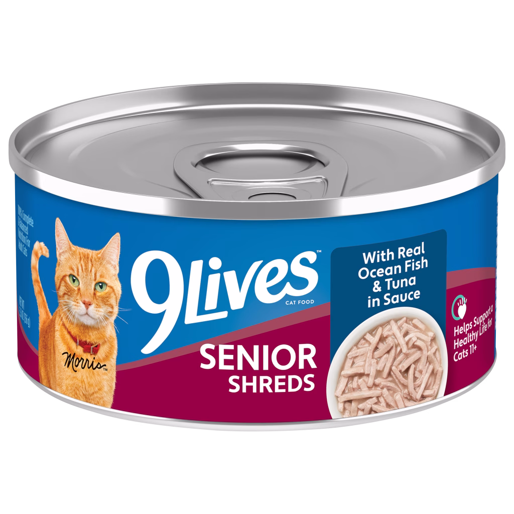 Senior Shreds Wet Cat Food with Real Ocean Fish & Tuna in Sauce Single Can