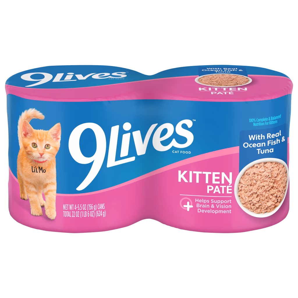 9Lives Kitten Paté Wet Cat Food with Real Ocean Fish and Tuna, 4 pack