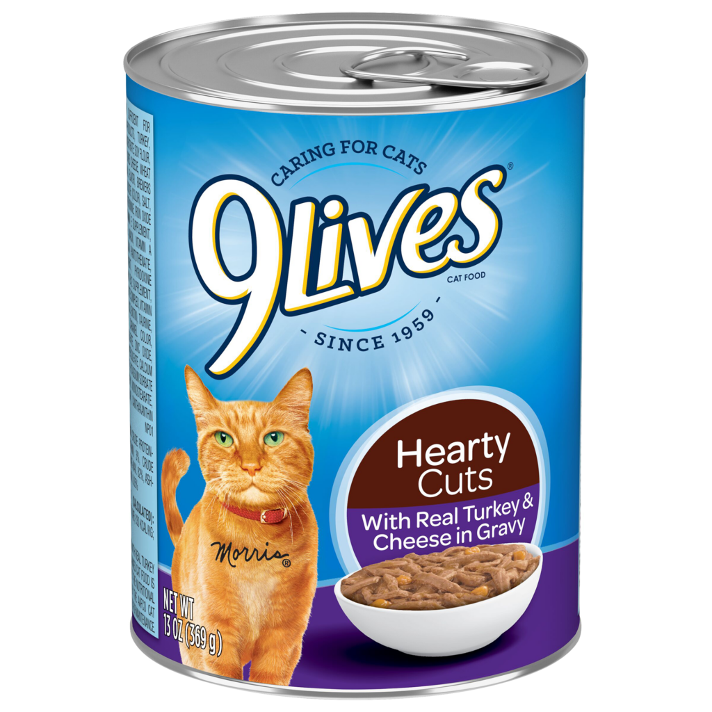 9Lives Hearty Cuts Real Turkey Cheese Gravy Wet Cat Food Can