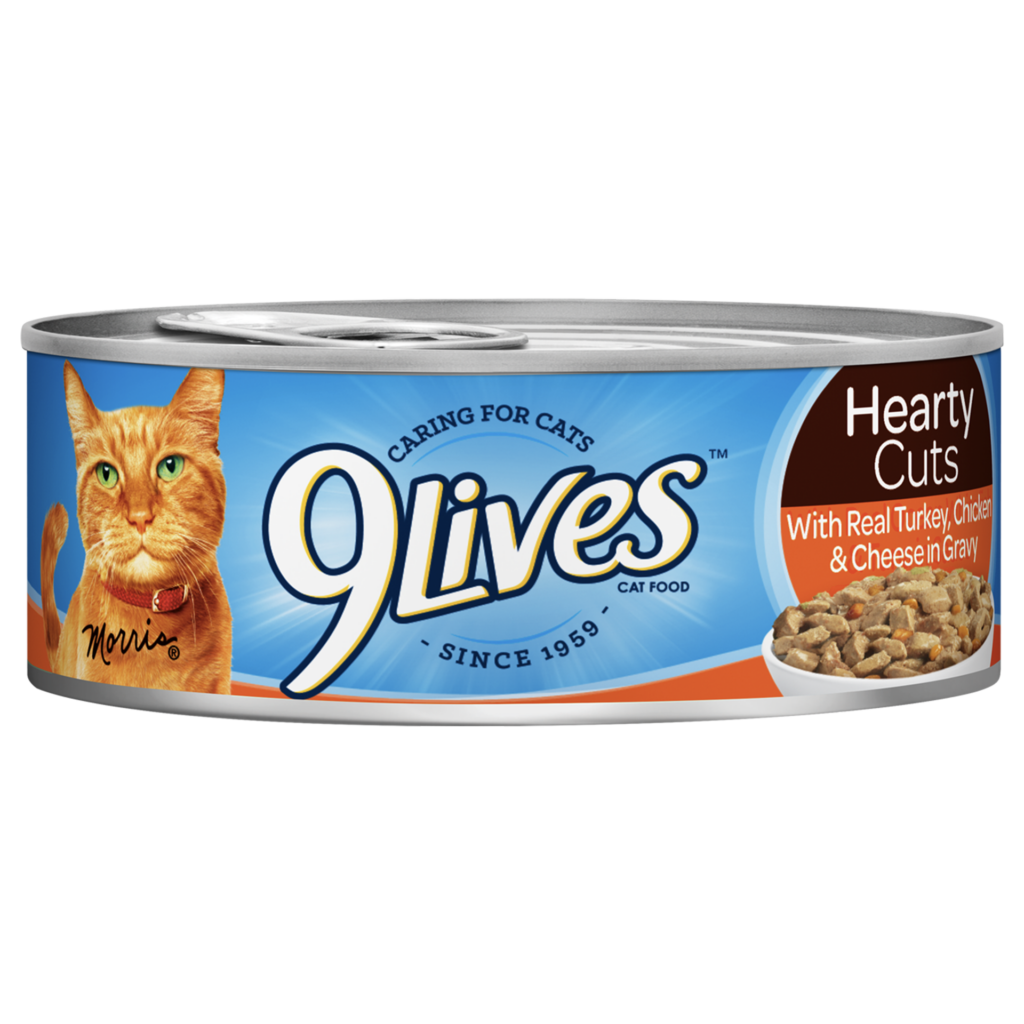 9Lives Hearty Cuts Real Turkey Chicken Cheese Gravy Wet Cat Food Can