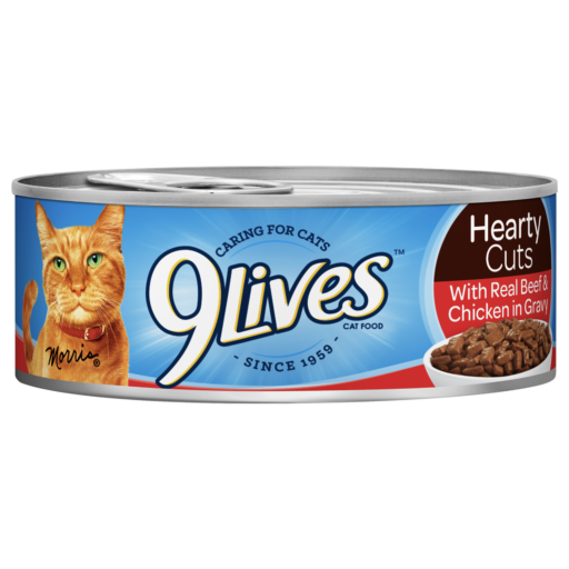9Lives Hearty Cuts with Real Beef Chicken Gravy Wet Cat Food Can