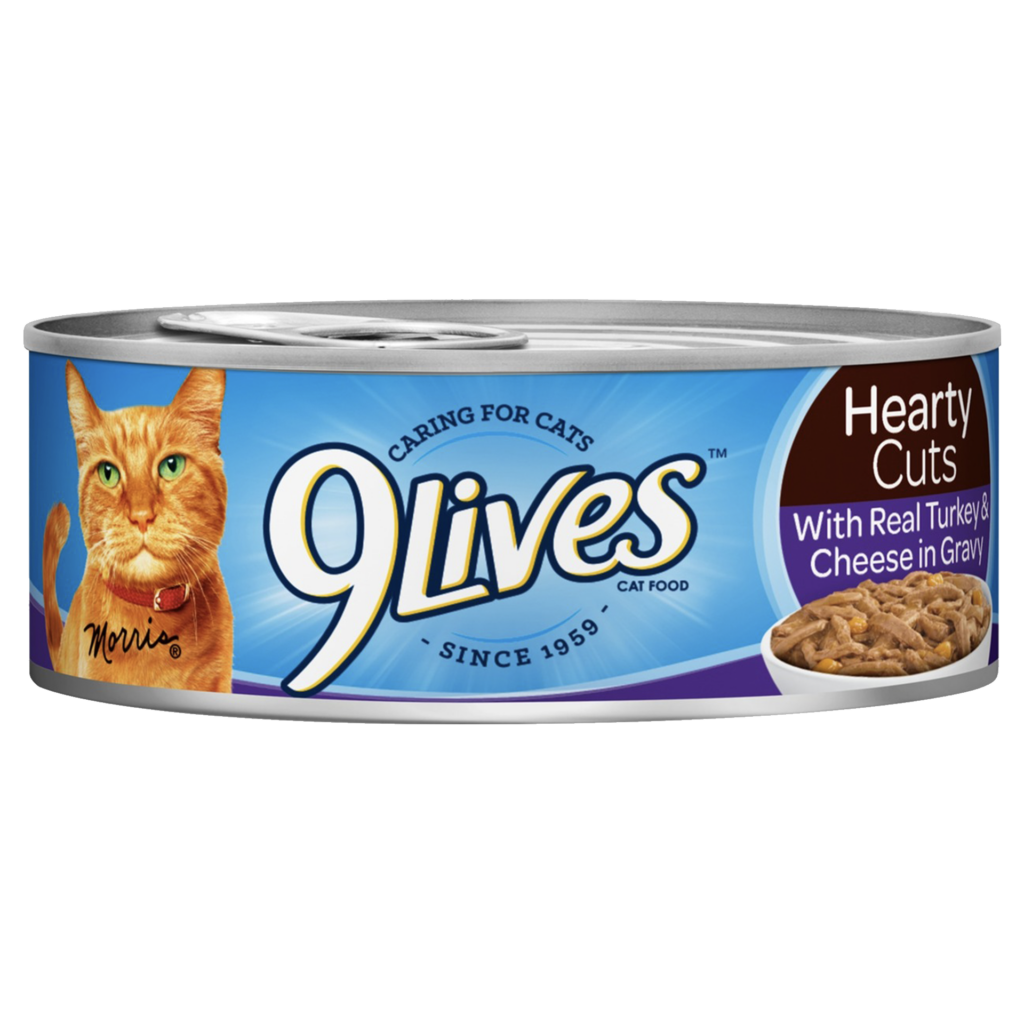 9Lives Hearty Cuts Real Turkey and Cheese Gravy Wet Cat Food Can