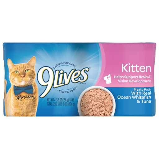 9Lives Meaty Pate Kitten Whitefish Tuna Large Package Wet Cat Food