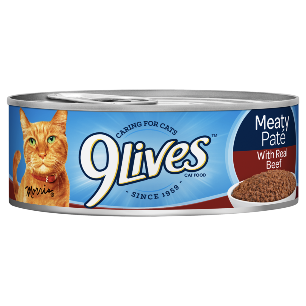 9Lives Meaty Pate Real Beef Wet Cat Food Can