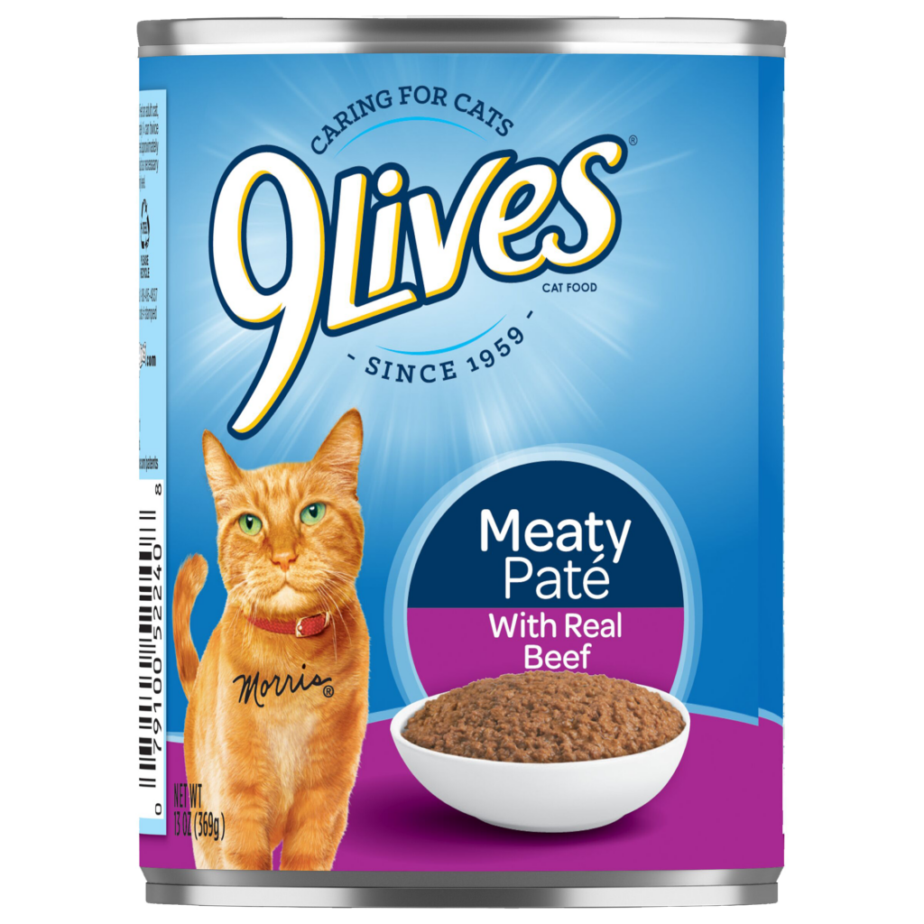 9Lives Meaty Pate Real Beef Wet Cat Food Can