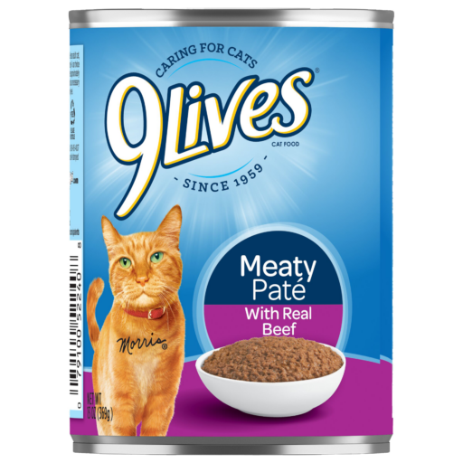 9Lives Meaty Pate Real Beef Wet Cat Food Can