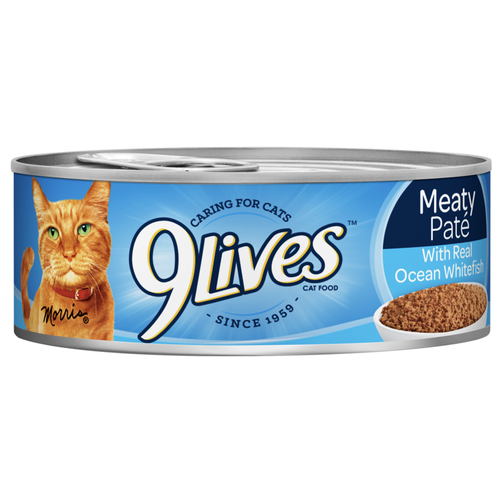 9Lives Meaty Pate Real Ocean Whitefish Wet Cat Food Can