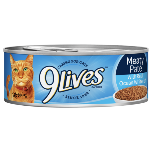9Lives Meaty Pate Real Ocean Whitefish Wet Cat Food Can