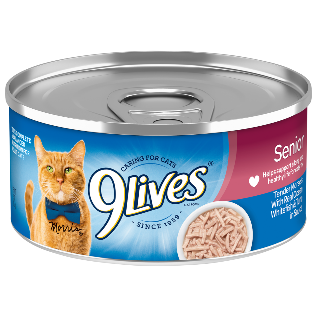 9Lives Tender Morsels Pate Senior Whitefish Tuna Wet Cat Food Can